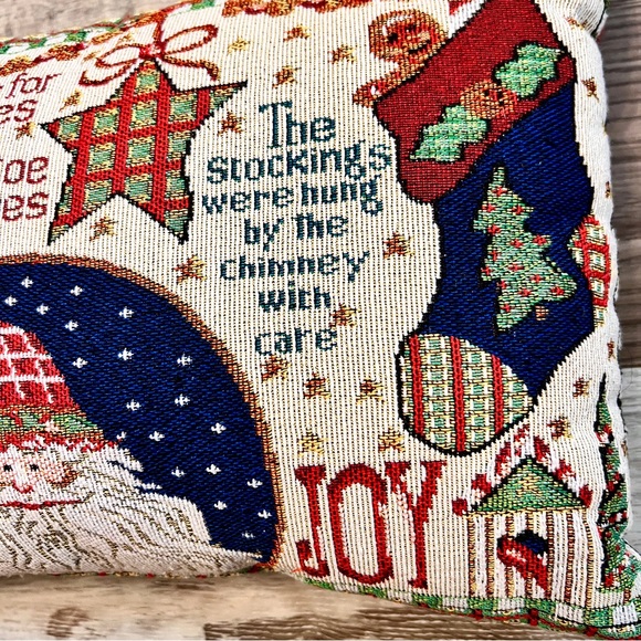 Vtg Set (2) Double Side Reversible Tapestry Christmas Throw Pillows 18x12” Plaid - Picture 5 of 14